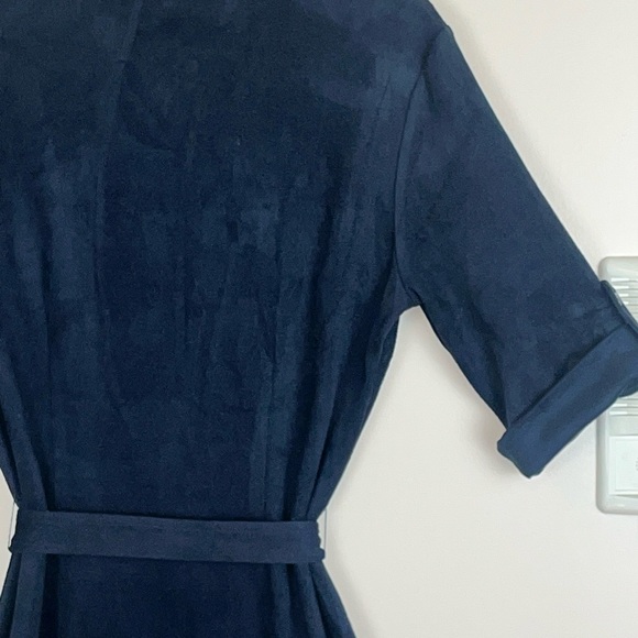 J. McLaughlin Women’s Haarlem Shirt Dress Faux Suede Solid Navy Blue Size M NWT - Picture 8 of 14